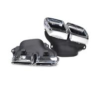 Tuyau D'échappement Pour Benz Classe S W222 Mise À Niveau Tuyau D'échappement Pour AMG 63 Noir Carré Bouche Quadruple Sortie Silencieux Embout Buse Tuyau D'échappement(2017-2020 Silvery A)