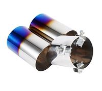 Tuyau d'échappement remplaçable, universel en acier inoxydable arrière de voiture double sorties silencieux d'échappement embout de tuyau d'échappement pack de 1, système d'é chappement