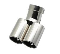 Tuyau d'Échappement Silencieux À Double Sortie 63MM Silencieux Embout Tuyau D'échappement Plat Coude Universel Acier Inoxydable Multi-taille(Silver 67MM)