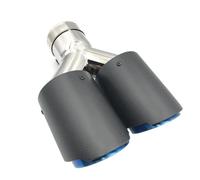 Tuyau D'échappement Voiture 1Pcs Fibre Carbone Style Voiture Double Système D'échappement Embout Silencieux Tuyaux Universel Droit Bleu Acier Inoxydable Embouts d'échappement