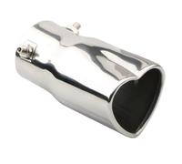 Tuyau D'échappement Voiture Silencieux D'échappement Élégant En Forme De Cœur Acier Inoxydable Épais Extrémité Universelle Voiture Arrière Chromé Rond(Silver straight)