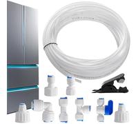 Tuyau d'épurateur d'eau - Tuyau d'eau pour réfrigérateur de 15 m | Tuyau d'eau potable à connexion rapide avec coupe-tube, kit de raccordement pour réfrigérateur, tuyau d'eau RO pour systèmes