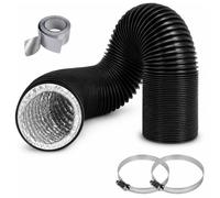 Tuyau d'évacuation d'air - 100 mm - 3 m - En PVC - Flexible en aluminium - Avec 2 colliers de serrage en acier inoxydable - Adaptateur de tuyau d'évacuation - Pour climatisation mobile, sèche-linge