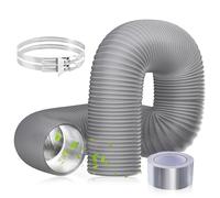 Tuyau d'évacuation d'air 100 mm - Longueur : 2,5 m - Avec 2 colliers de serrage et 1 bande en aluminium - Pour climatiseurs mobiles, sèche-linge, ventilateurs d'échappement et systèmes de conduits de