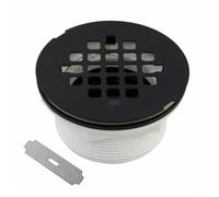 Tuyau d'évacuation de douche avec corps en PVC et couvercle en maille d'acier inoxydable pour une utilisation sur les bases de douche en acrylique ou en fibre de verre avec raccords de tuyau standard