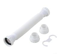 Tuyau d'évacuation d'évier moderne à double tête avec adaptateur, longueur réglable 80 cm, solution de plomberie pour cuisine et salle de bain (blanc)
