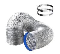 Tuyau d'Evacuation Flexible 100 mm x 2m Gaine Flexible Aluminium，Tuyau d'aération de d'evacuation d'air Résistant à la chaleur et imperméable avec 2 Colliers de 100mm Serrage en Acier