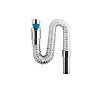 Tuyau d'Evacuation Flexible 41cm pour Evier / Lavabo Finition Chromée Renforcé Argent