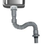 Tuyau d'évacuation flexible de 40 mm avec siphon à déchets pour évier, cuisine, salle de bain (gris)
