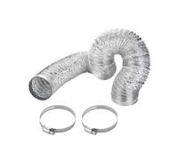 Tuyau d'Evacuation Flexible en Aluminium Gaine de Ventialtion, avec 2 Colliers de Serrage en Acier, pour hotte aspirante, sèche-linge, climatiseur (Diameter 50mm/Length 6m,Silver)