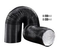 Tuyau d'Evacuation Flexible en PVC Aluminium Gaine de Ventialtion Ø 100mm Longueur 4m Kit de Raccord avec 2 Colliers de Serrage en Acier pour Salle de bain Cuisine Sèche-linge Hotte (150mm*3m)