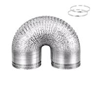 Tuyau d'Evacuation Flexible, Gaine Ventilation en Aluminium avec 2 Colliers de serrage Inox pour Extracteur d'Air, Sèche-linge, hotte, VMC (Diameter 150mm/Length 1.5m)