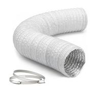 Tuyau d'évacuation Relaxdays, 2 colliers inox, Ø 100 mm, 5 m, alu/PVC, étanche aux gaz, résistant à la chaleur, blanc