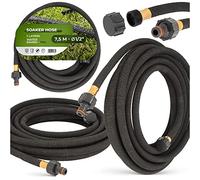 Tuyau d'irrigation 1/2' 7,5 m Tuyau d'arrosage Noir Flexible pour Installation en Surface et Souterraine Tuyau Goutte-à-Goutte pour Jardin Conduite d'eau Micro-Drip Tuyau d'irrigation pour Conduite