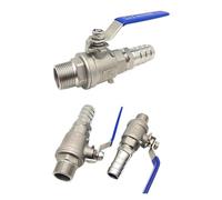 Tuyau en acier inoxydable 304, robinet à bille à filetage mâle BSP, robinet de vidange de 6 à 20mm de diamètre extérieur for le raccordement des tuyaux d'eau(BSP1I2 to 14mm Barb)