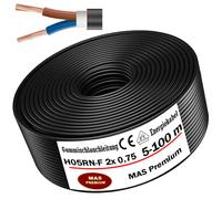 MAS Premium Câble d'alimentation en caoutchouc H05RN-F - 2 x 0,75 mm² - Flexible - Pour appareils lourds - De 5 à 100 m - 50 m