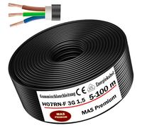 Câble d'alimentation en caoutchouc H07RN-F 3G1,5 mm² - Flexible avec conducteur de protection pour appareils lourds - De 5 à 100 m - 70 m