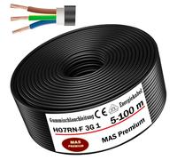 MAS Premium Câble d'alimentation en caoutchouc de 5 à 100 m - H07RN-F 1,3G/1,5G/2,5G/3G/4G/6G/10G ou 3 x 1,5 - Câble flexible pour appareils lourds