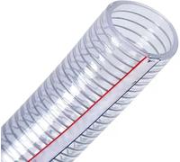 Tuyau en Fil D’Acier PVC 10m Tube Flexible en Fil D’Acier Robuste avec Attaches Tuyau Renforcé De Fil Transparent, 28mm x 3mm
