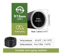 Tuyau en PE noir résistant à la pression,tube pour jardin,extérieur,arrière-cour,arroseurs de nébulisation,raccords de tuyaux d'irrigation,6mm,8mm,12mm - Type A-OD-12mm-15m (49.2ft)