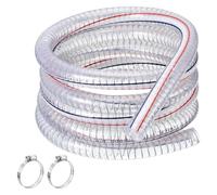Tuyau en PVC en fil d'acier - Épaisseur de paroi : 3,5 mm - Tube transparent de 2 m avec 2 colliers de serrage pour huile conditionnelle (diamètre intérieur 42 mm)