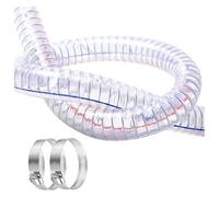 Tuyau en PVC transparent en fil d'acier - Pompe de 1 m - Tuyau transparent - Épaisseur de paroi de 3 mm - Avec 2 colliers de serrage pour l'irrigation des terres agricoles (ID 38 mm)