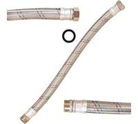 Tuyau flexible 50 cm 1" droit pour conduite d'eau chauffage EPDM caoutchouc tressé en acier inoxydable raccord en laiton rotatif