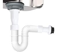 Tuyau Flexible D'évacuation Siphon Lavabo, 37 mm Anti Odeurs Courbe en S Tuyau d'Écoulement Descendant de Vidange Unique Universel Salle de Bains Vanité Lavabo Drain Plomberie