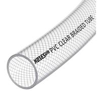 Tuyau flexible en PVC transparent tressé renforcé, diamètre intérieur 25 mm, pour air, eau, huile, gaz, nourriture - 15 mètres