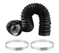 Tuyau Flexible Gaine Ventilation en Aluminium PVC 100mm, 2 Mètres Tuyau d'evacuation Flexible pour Climatisation Hotte Aspirante Ventilateur Extraction, avec 2 Colliers de Serrage