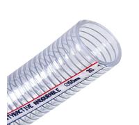 Tuyau flexible hélicoïdal en PVC et fil d'acier, Tuyau flexible en PVC, fil d'acier hélicoïdal, diamètre intérieur 50 mm, transparent, longueur 1 m, avec 2 colliers de serrage(Wall Thickness 5mm)