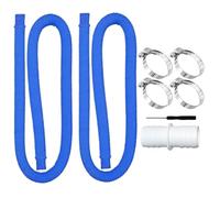 Tuyau flexible portable de 100 x 3,2 cm avec 4 connecteurs de serrage, tuyau d'aspiration manuel, kit d'entretien de piscine pour connexions de spa, cascade