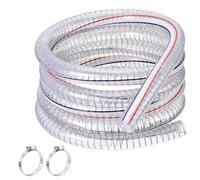 Tuyau flexible transparent en fil d'acier, épaisseur de paroi: 5,5mm, avec 2 colliers de serrage, 1,0m de long, for pompe, tube durable, facile à utiliser, diamètre intérieur: 114mm(ID 89mm)