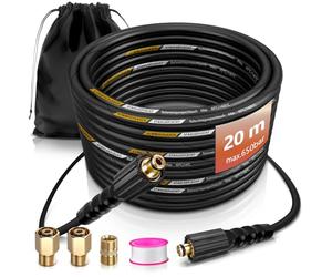 Tuyau Haute Pression 20m Compatible avec Kärcher Easy!Lock HD/HDS TR22 | 400bar 4 Couches avec M22 x 14mm, Kit Furet Flexible Tuyaux pour Nettoyeur Haute Pression, Rallonge, Remplacement Accessoire