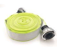 Tuyau industriel | Tuyau de pompier | Tuyau de construction | Tuyau plat | tuyau A, B, C, D avec raccord Storz (inclus Revêtement en caoutchouc (C-52 | 2" | 20m) Blanc avec bandes vertes