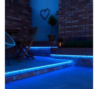 Tuyau lumineux LED bleu Extérieur Jardin Tuyau lumineux bleu Éclairage de terrasse, 1,5m de conduite d'alimentation, 144x LED 0,06W, L 600 cm