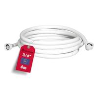 Tuyau Machine à Laver 4 m Universel Flexible Alimentation Lave Linge PVC | Raccord 3/4", embout coudé à 90°, épaisseur 3,5 mm, joints inclus, compatible Bosch, Siemens, Miele, AEG