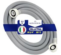 Tuyau Machine à Laver et Lave Vaisselle 3,5 m pour Arrivee Deau pour Températures de 25°C Pression de 20 à 60 Bar Connexion est Droite et Coudée Ø 3/4" - MADE IN ITALY - MONTERAL