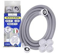 Tuyau Machine à Laver et Lave Vaisselle 3 m pour Arrivee Deau 25°C de 20 à 60 Bar Connexion est Droite et Coudée Ø 3/4" - Complet 4 Patin Anti Vibration Machine à Laver - MADE IN ITALY - MONTERAL
