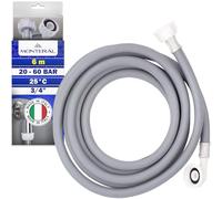 Tuyau Machine à Laver et Lave Vaisselle 6 m pour Arrivee Deau pour Températures de 25°C Pression de 20 à 60 Bar Connexion est Droite et Coudée Ø 3/4" - MADE IN ITALY - MONTERAL