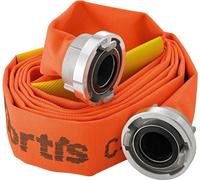 Tuyau plat de construction/industriel, orange, C/52mm avec 2 clapets anti-fuites, STORZ Kuppl. 5m , 4063726008770
