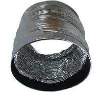 Tuyau rigide en aluminium pour conduits d'aération - Gainage flexible non isolé pour ventilation, extraction, évacuation de sèche-linge - Avec colliers métalliques 125mm(4.9in) 5m(16ft)