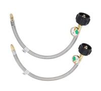 Tuyau RV avec jauge 1/4 pouces mâle NPT QCC Type 1, entrée 350 PSIG 15 pouces, en acier inoxydable, pour Camping pique-nique en plein air, 2 pièces