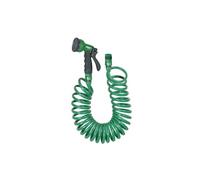 Ribimex – Kit tuyau spiralé Eva Acquapro – 15 m avec pistolet multijets – Vert/Gris