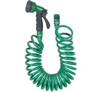 Tuyau Spiralé 15m - Pistolet Multijets - Flexible et Résistant - Idéal pour Arrosage - D-Work