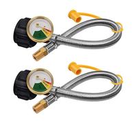 Tuyau Tressé En Acier Inoxydable, 2x15 Pouces, 1/4 Pouces, Npt Rv, En Queue De Cochon De Propane, Avec Jauge Et Connecteur Qcc1 De 1/4 Pouces