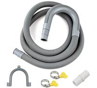 Tuyau Vidange Machine a Laver, 1M/1.5M/2M/2.5M/3M/4M/5M/6M/7M Rallonge de Tuyau de Vidange, Tuyau de Vidange Universel, avec Support et Colliers de Serrage, pour Lave-Linge, Lave-Vaisselle