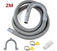 Tuyau Vidange Machine a Laver, 2M Rallonge de Tuyau de Vidange, Tuyau de Vidange Universel, avec Support et Colliers de Serrage