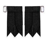 Tuyaux de kilt en tartan noir uni avec ajusteurs de boucle lourde