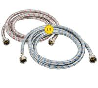 Tuyaux de machine à laver (2,4 m) - Connexion OCT pour un serrage facile et sécurisé - Ajustement universel pour toutes les machines à laver - (lot de 2) en acier inoxydable tressé - Ligne
